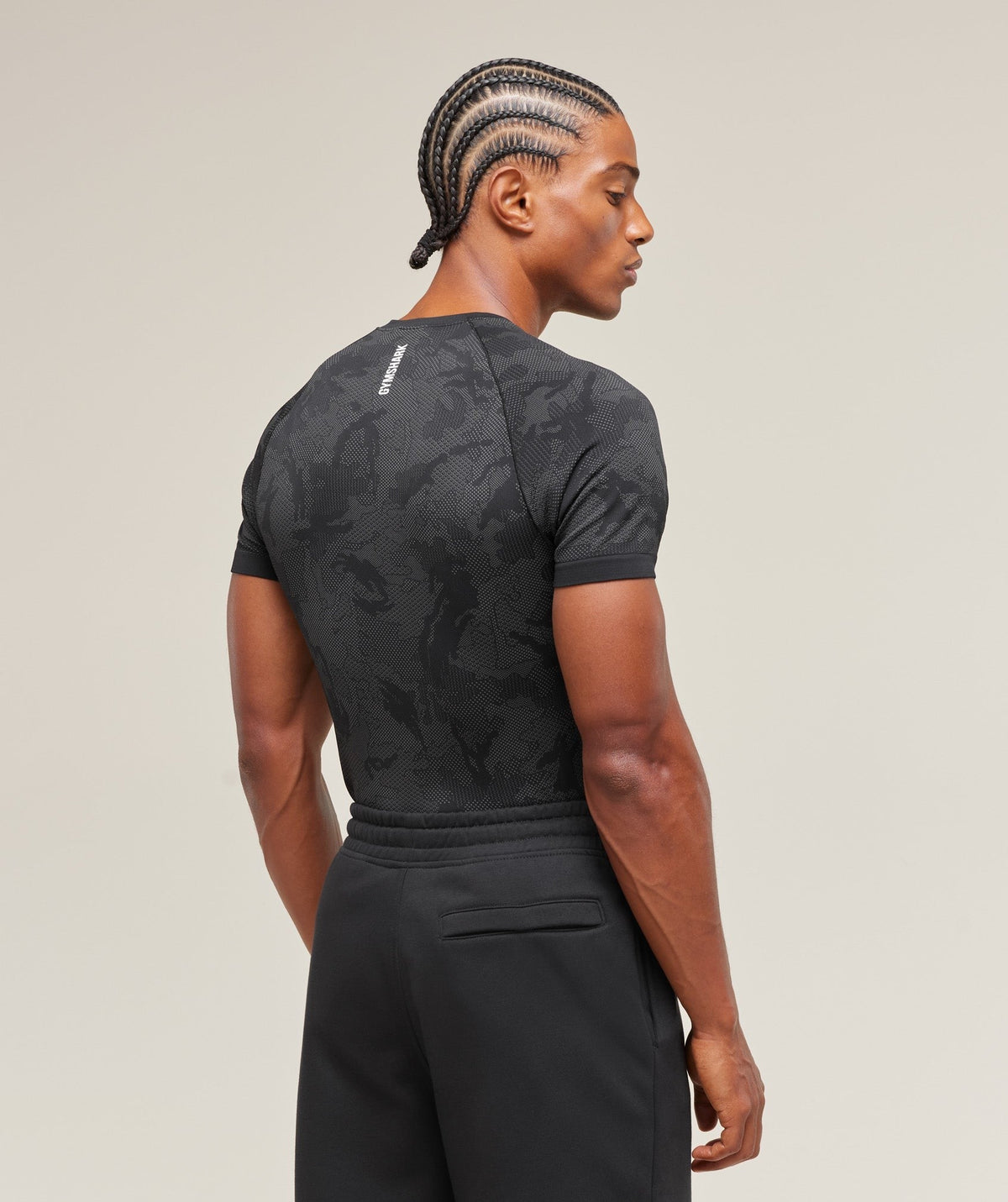 Gymshark Geo Seamless Tee - Black/Charcoal Grey