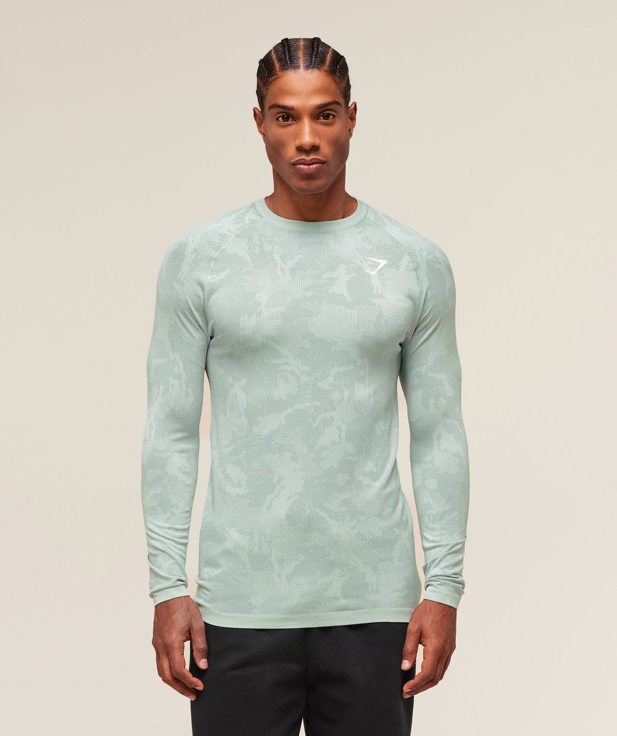 Gymshark Geo Seamless Long Sleeve Tee - Morning Blue/Celeste Blue