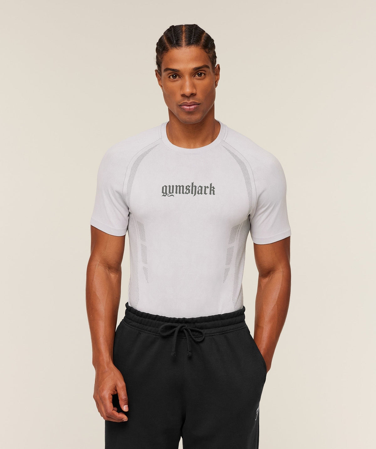 Gymshark Grunge Seamless Tee - Metal Grey/Silver Grey