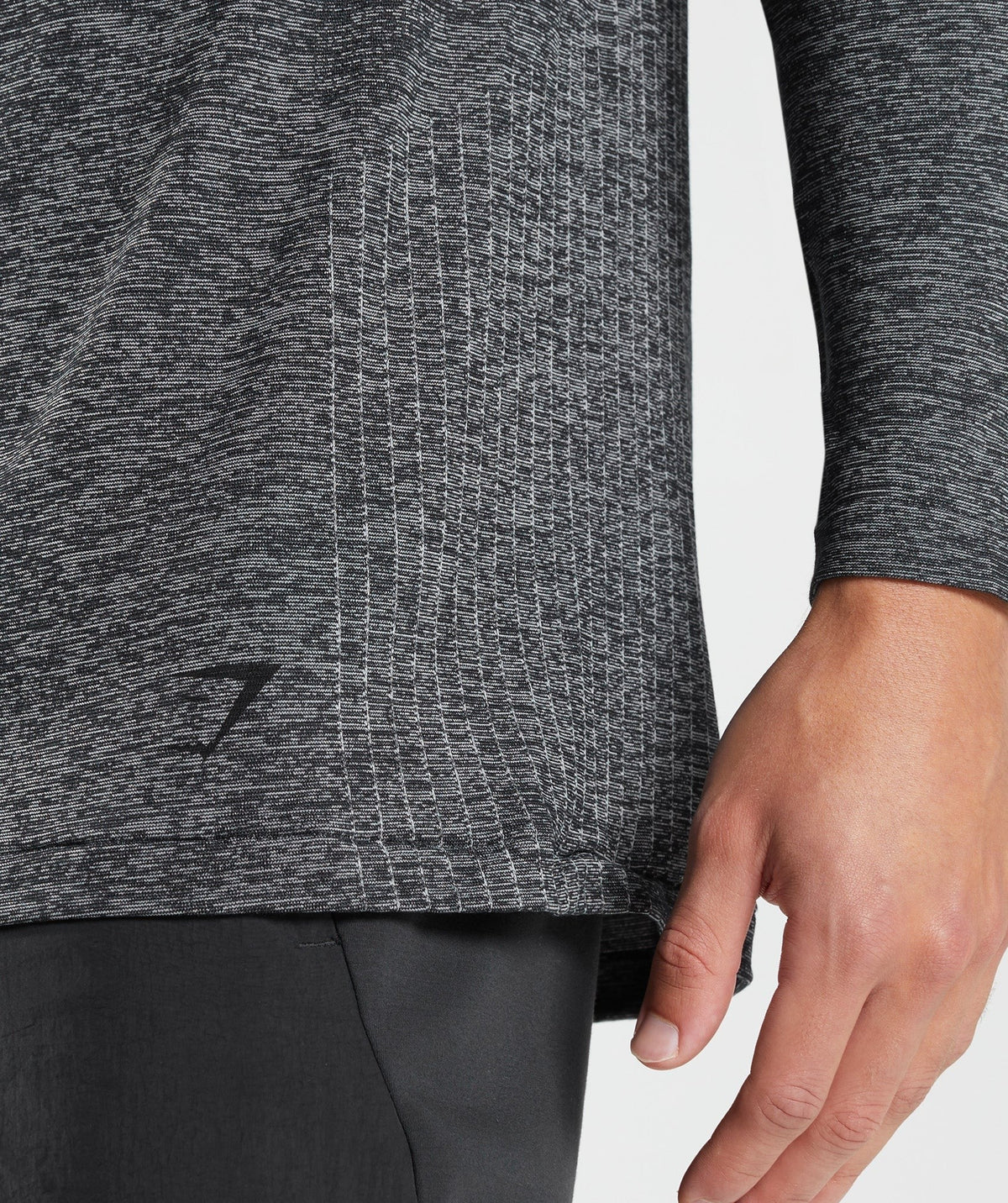 Gymshark Retake Seamless Long Sleeve Tee - Black/White Marl