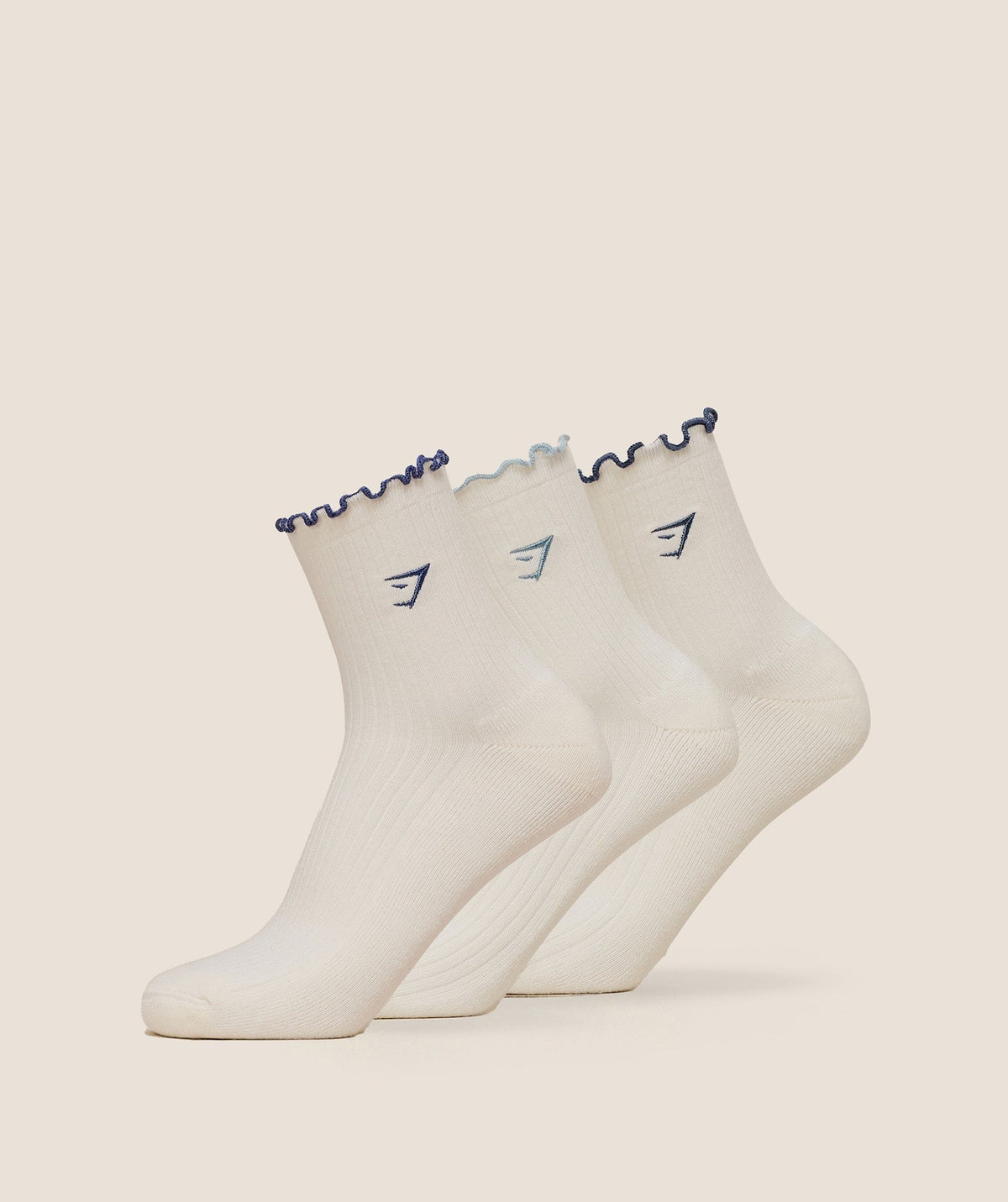 Gymshark Midi Frill Socks 3pk - Bench Blue/Worn Blue/Compound Blue