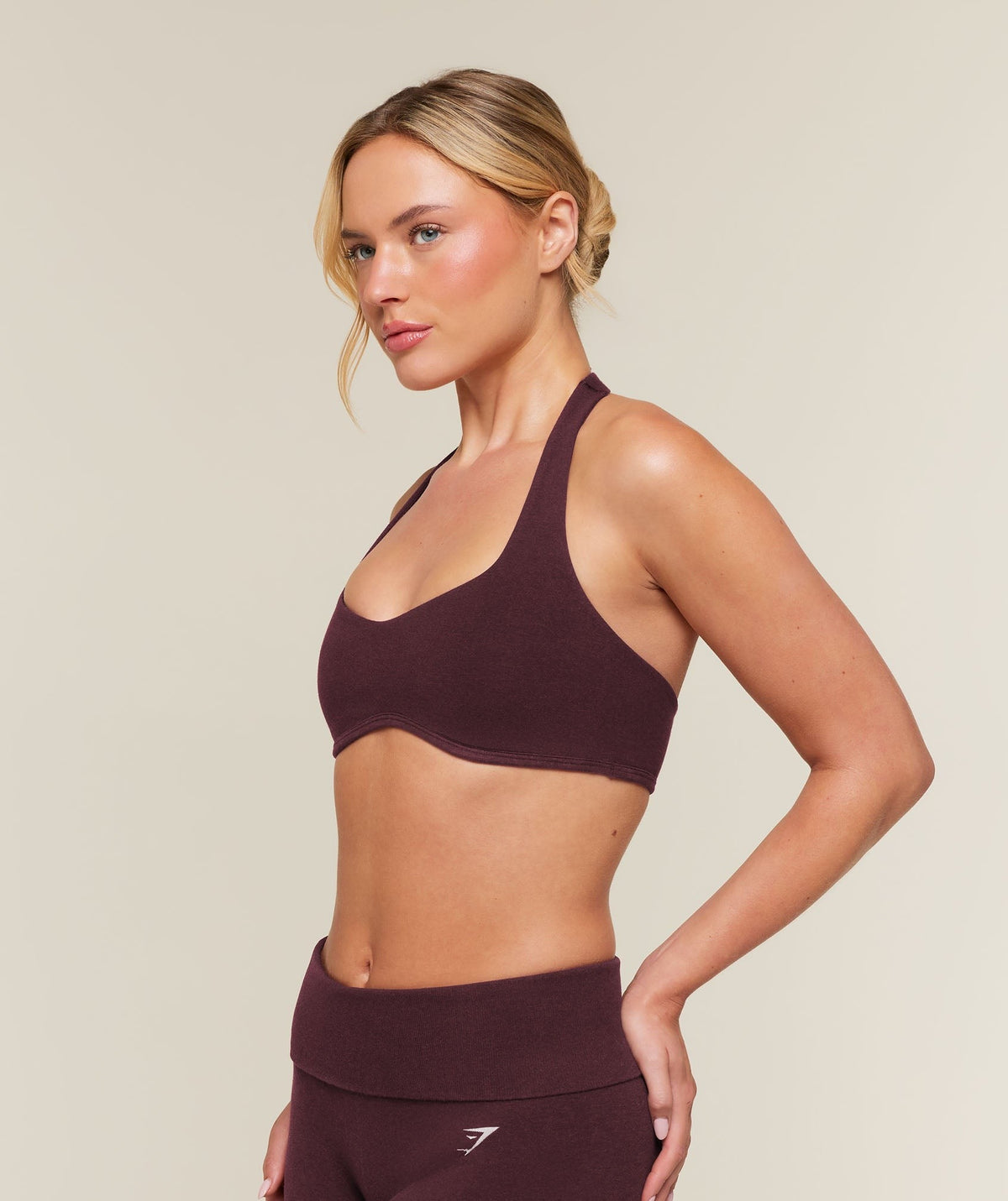 Gymshark CottonMoveTM Halterneck Sports Bra - Calm Purple Marl