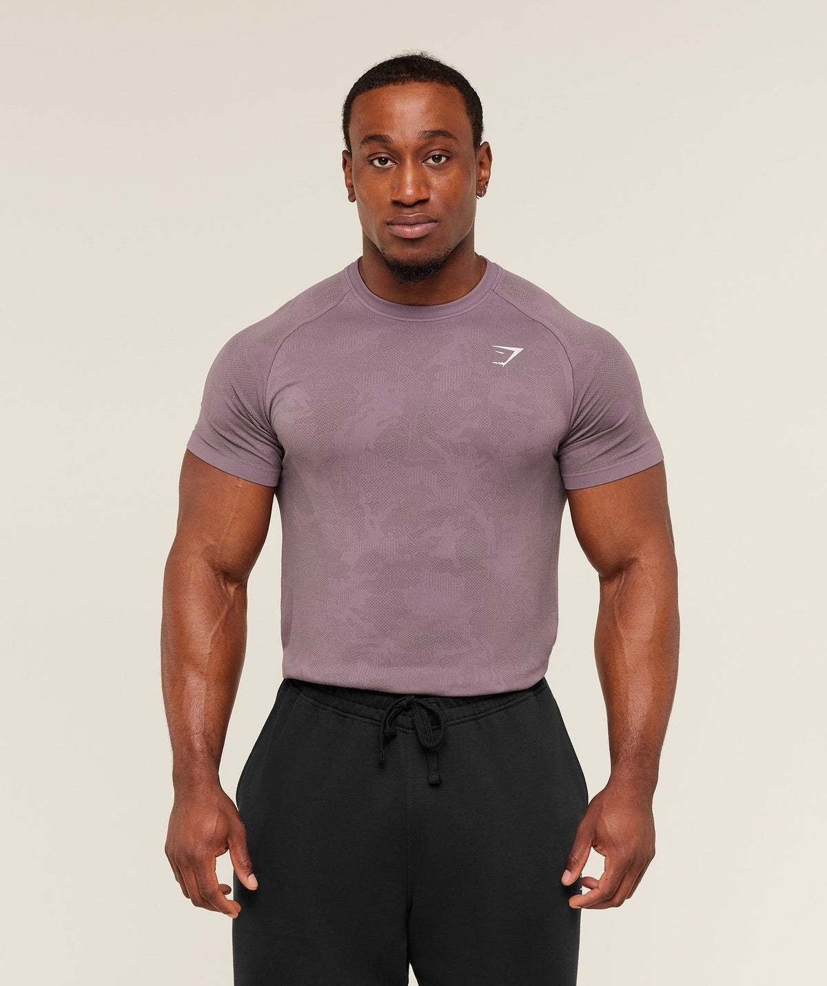 Gymshark Geo Seamless Tee - Dusk Purple/Cool Brown
