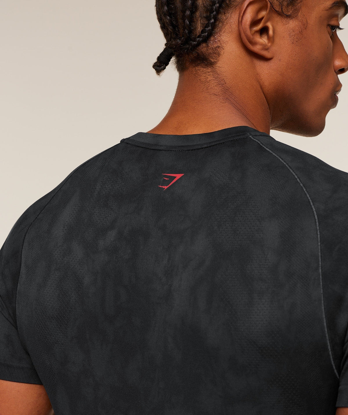 Gymshark Grunge Seamless Tee - Black/Onyx Grey