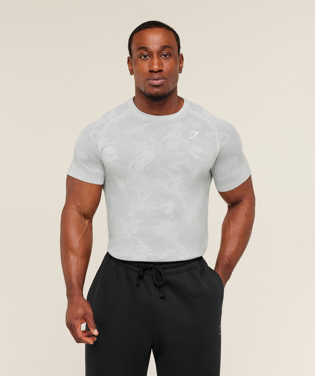 Gymshark Geo Seamless Tee - Light Grey/Smokey Grey