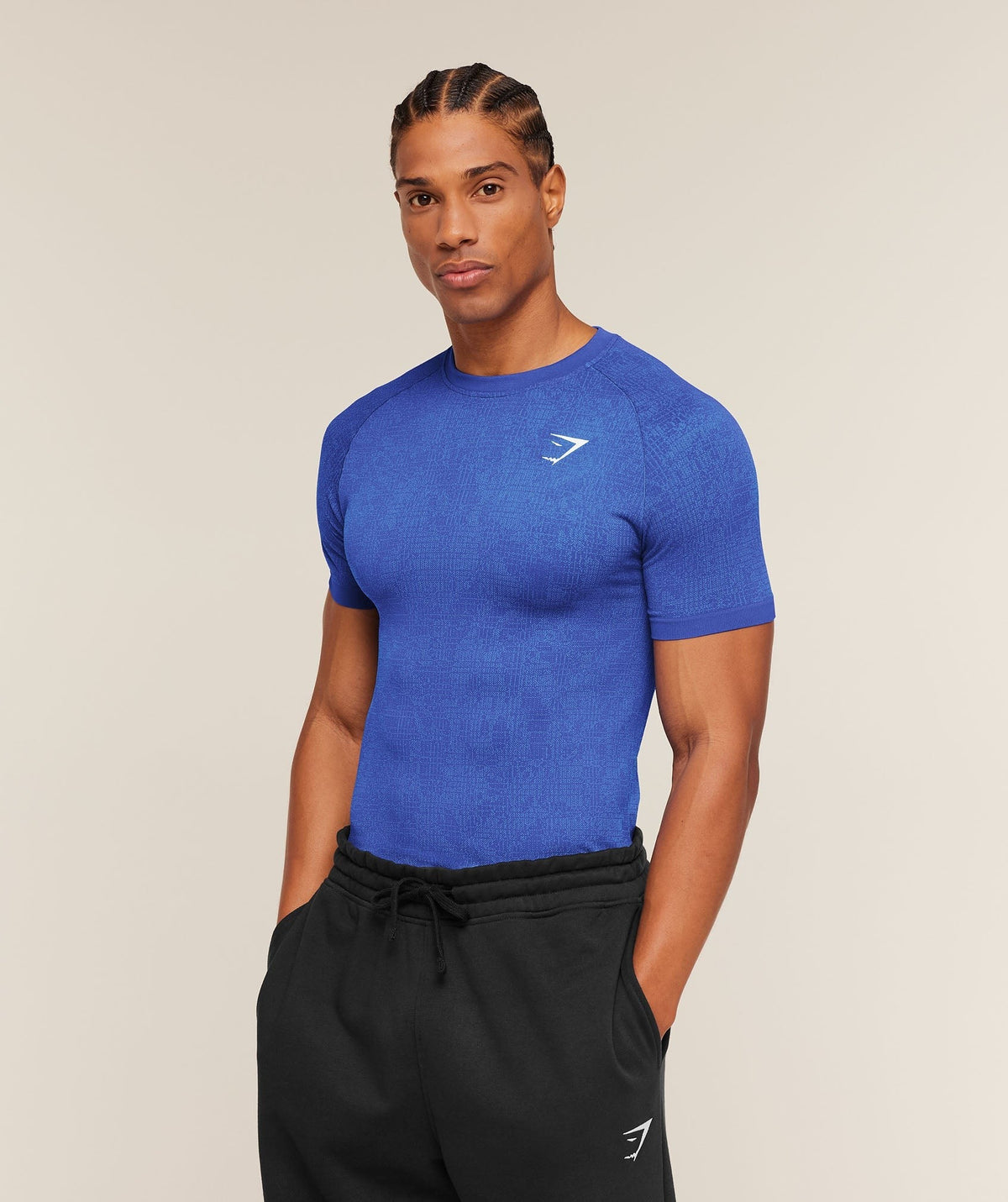 Gymshark Geo Seamless Grid Tee - Force Blue/Steady Purple
