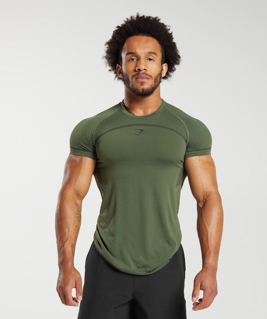 Gymshark 315 Seamless Tee - Core Olive/Deep Olive Green