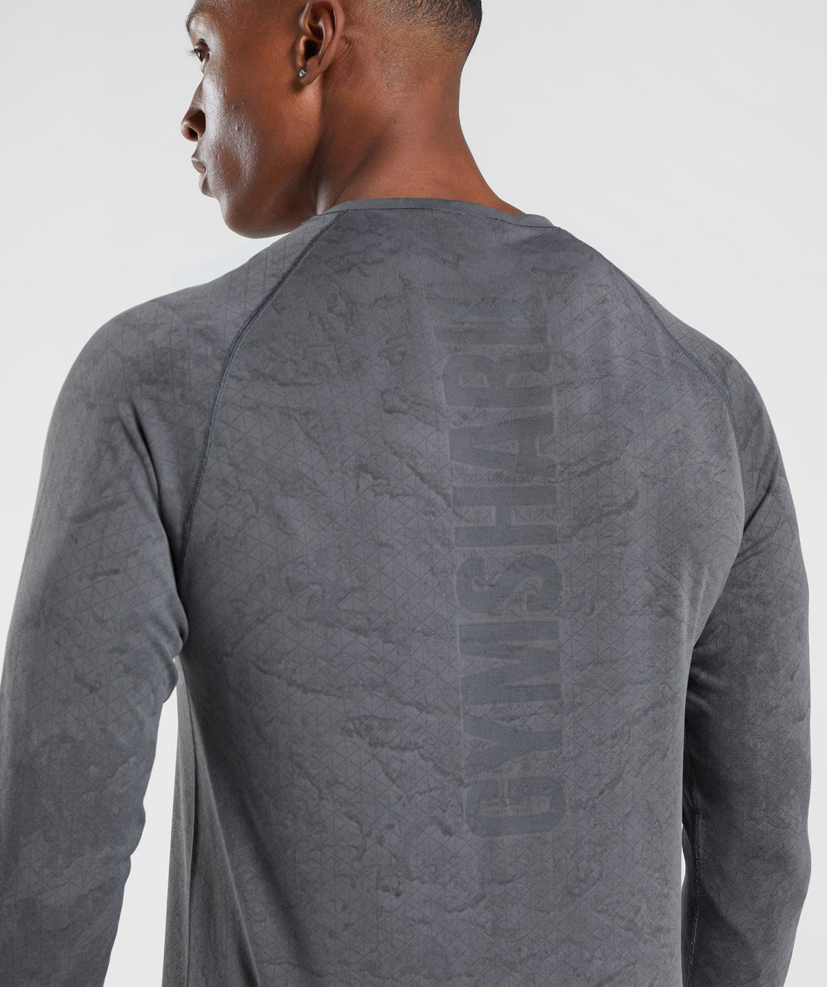 Gymshark Geo Seamless Long Sleeve Tee - Charcoal Grey/Black