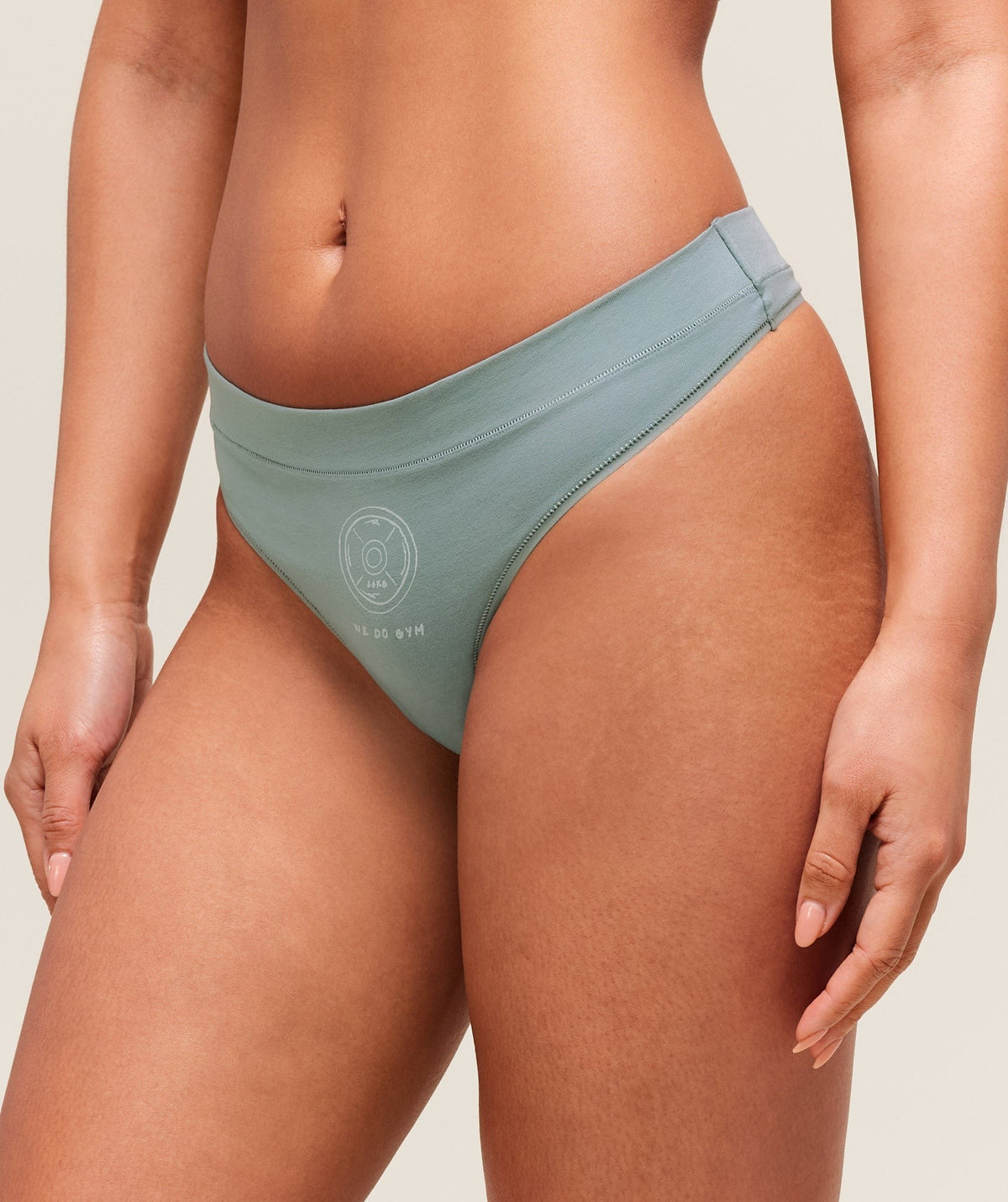 Gymshark Deadlift Graphic Cotton Thong - Celeste Blue