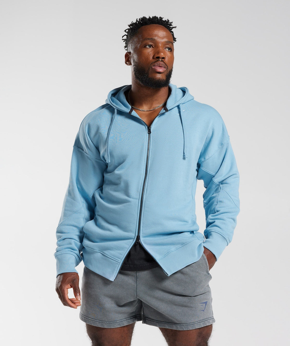 Gymshark Power Zip Up Hoodie - Ozone Blue