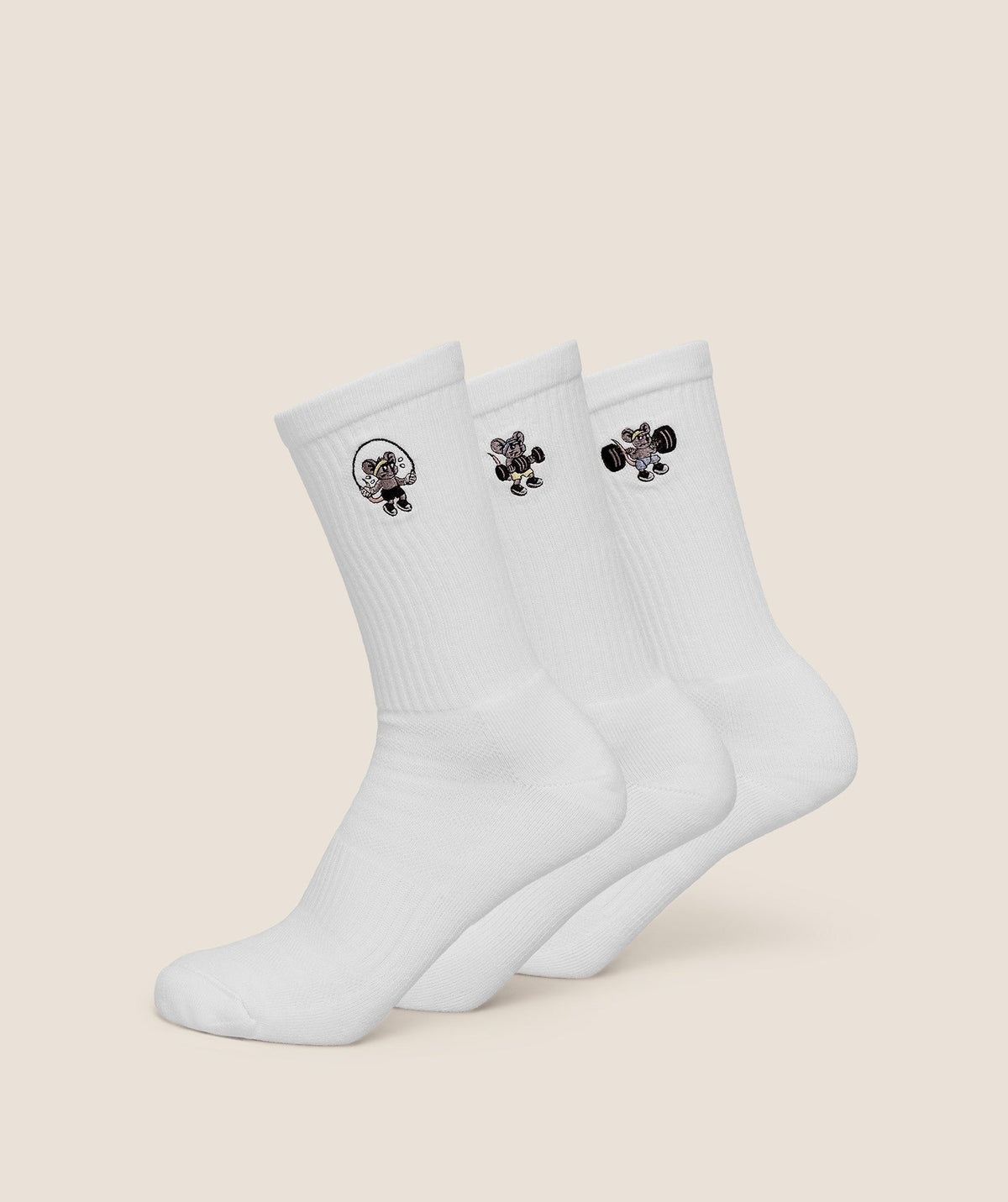Gymshark Gymrat Graphic Crew Socks 3pk - White
