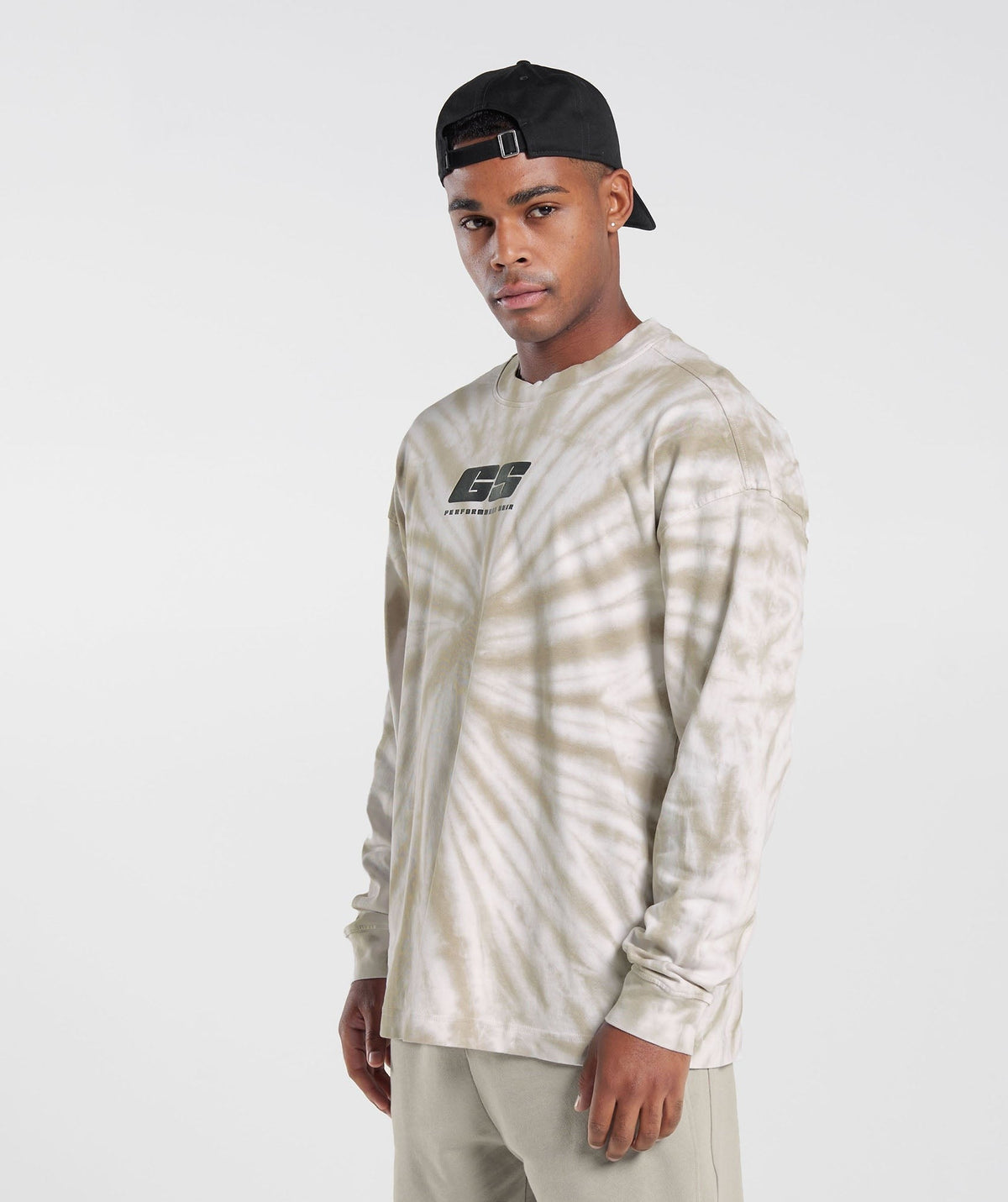 Gymshark Rest Day Long Sleeve Tee - White/Mushroom Brown/Spiral Optic Wash