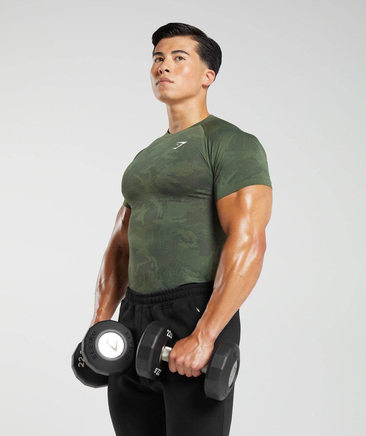 Gymshark Geo Seamless Tee - Core Olive/Black