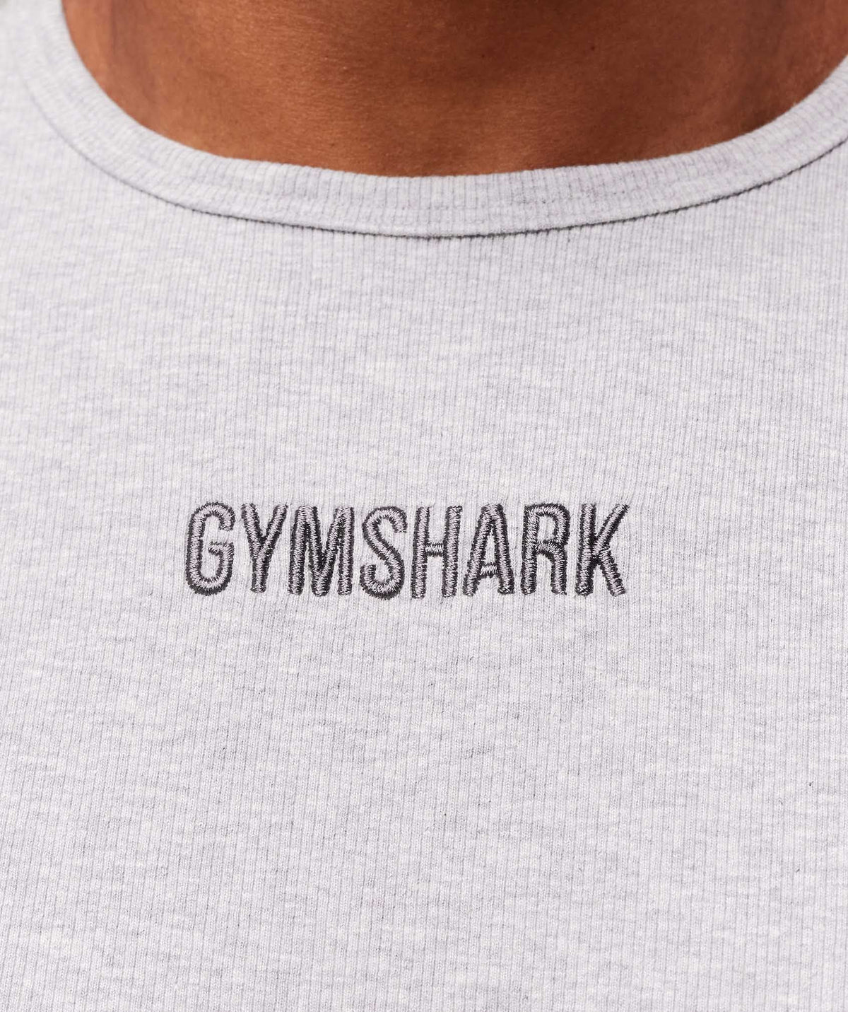 Gymshark Premium Ribbed Tee - Light Grey Core Marl