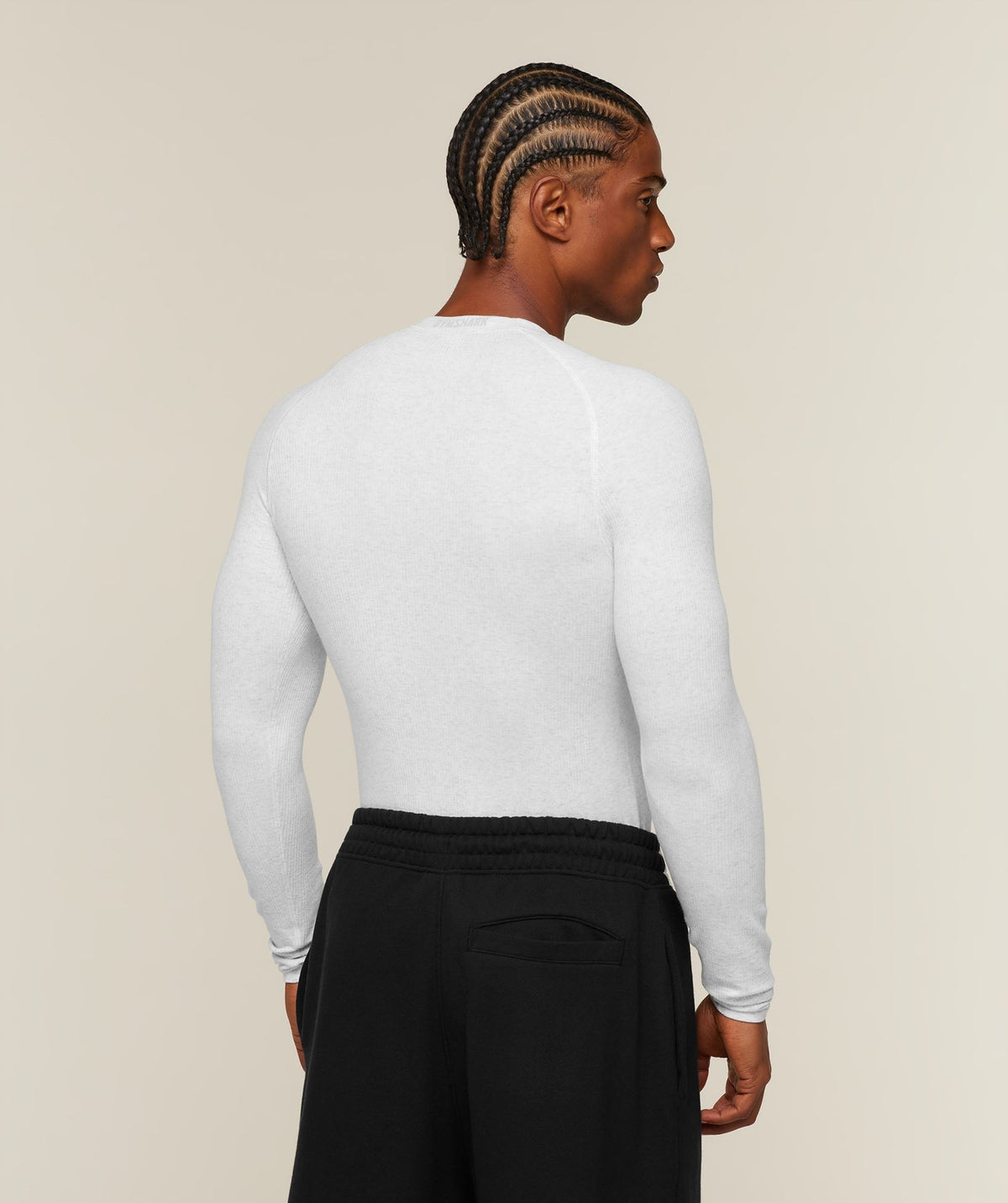 Gymshark Cotton Seamless Long Sleeve Tee - White Grey Marl