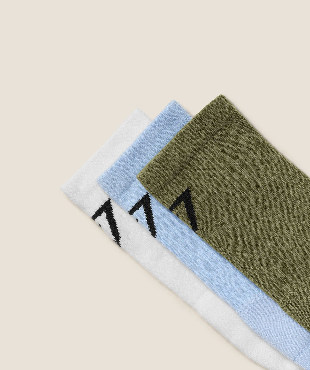 Gymshark Performance Crew Socks 3pk - White/Tranquil Blue/Grounded Green