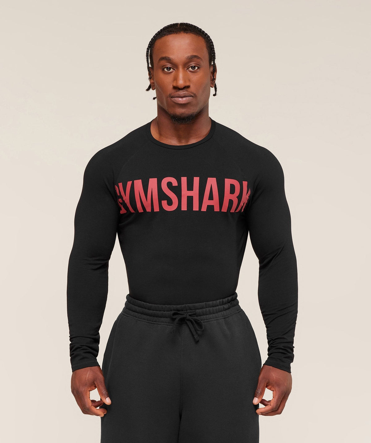 Gymshark Prime Long Sleeve Tee - Black/Vivid Red