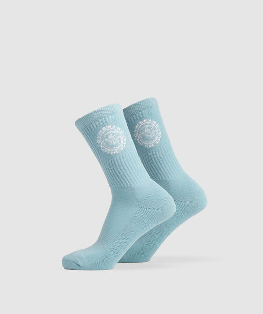 Gymshark Legacy Crew Socks 2pk - Iceberg Blue/White