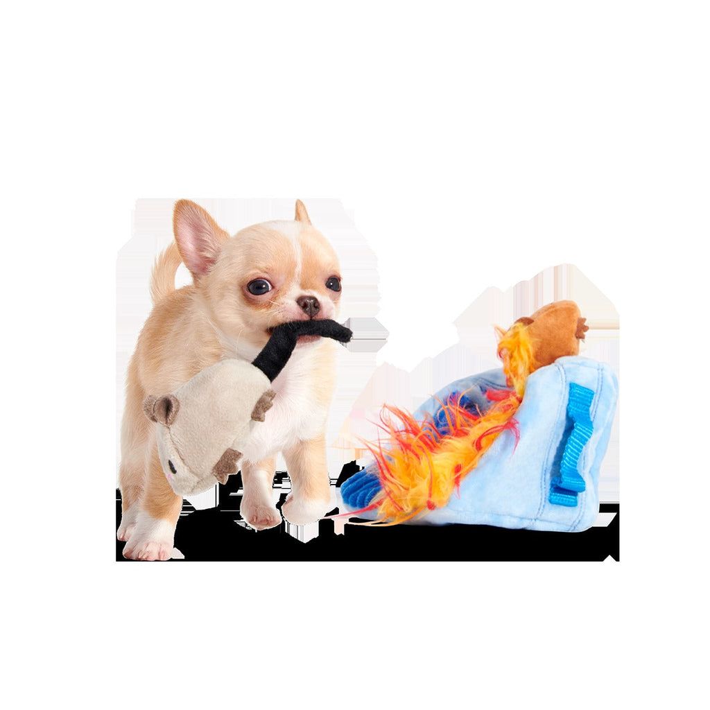 Hide n' Squeak Dumpster Fire Plush Multi-Part + Enrichment Dog Toy