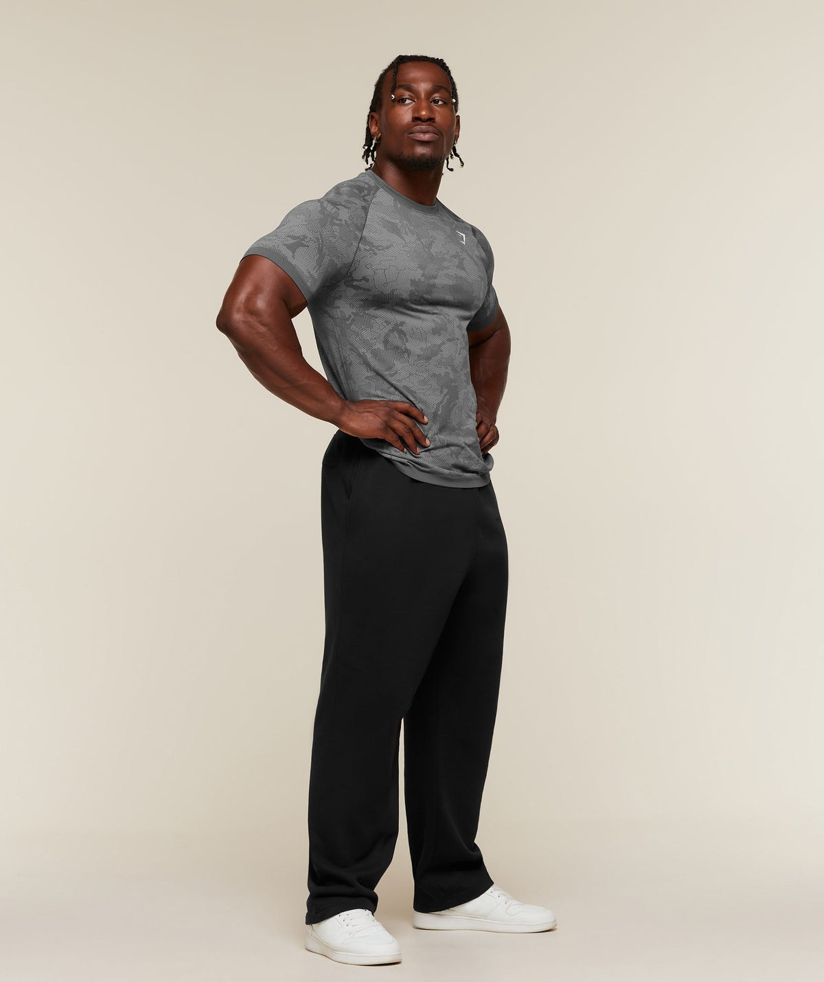 Gymshark Geo Seamless Tee - Dark Grey/Mist Grey
