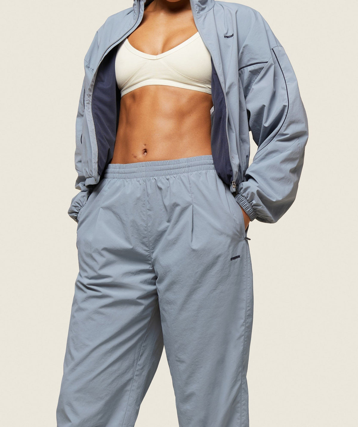 Gymshark Comfort Pleated Retro Track Pant - Denim Grey/Heavy Blue