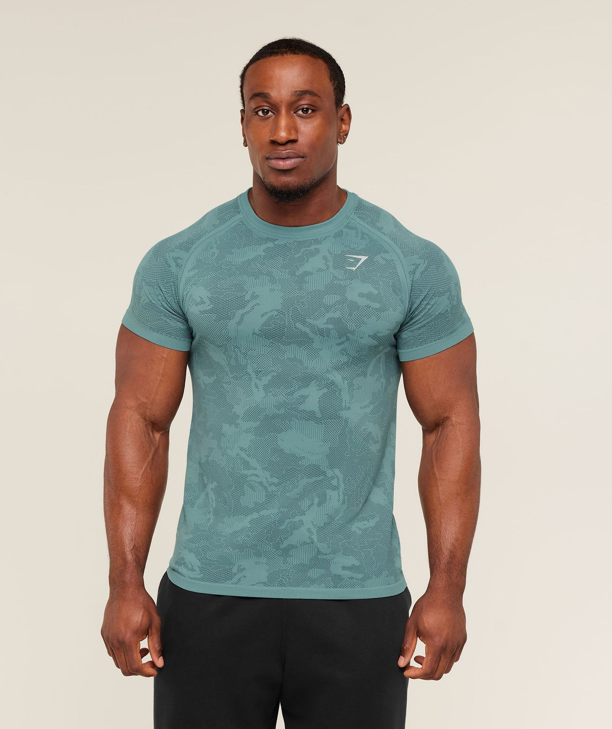 Gymshark Geo Seamless Tee - Storm Blue/Stealth Blue