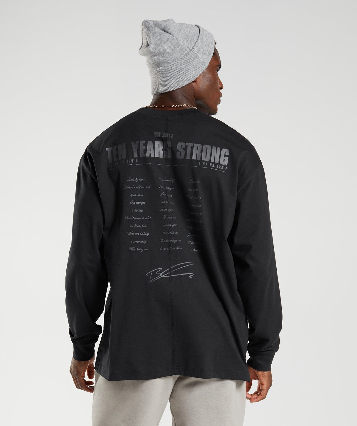 Gymshark GS 10 Year Oversized Long Sleeve Tee - Black