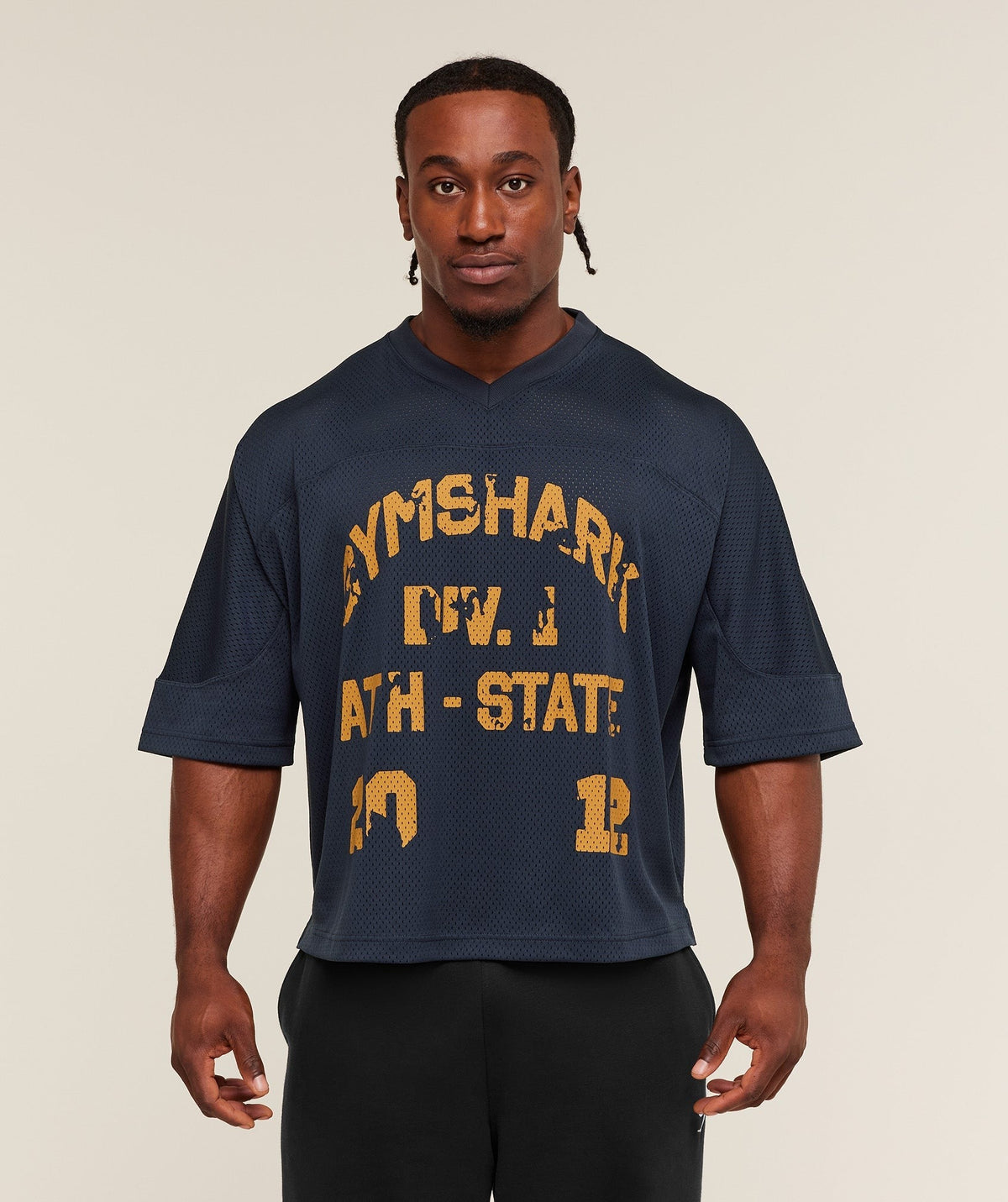 Gymshark Graphic Mesh Oversized Tee - Heavy Blue