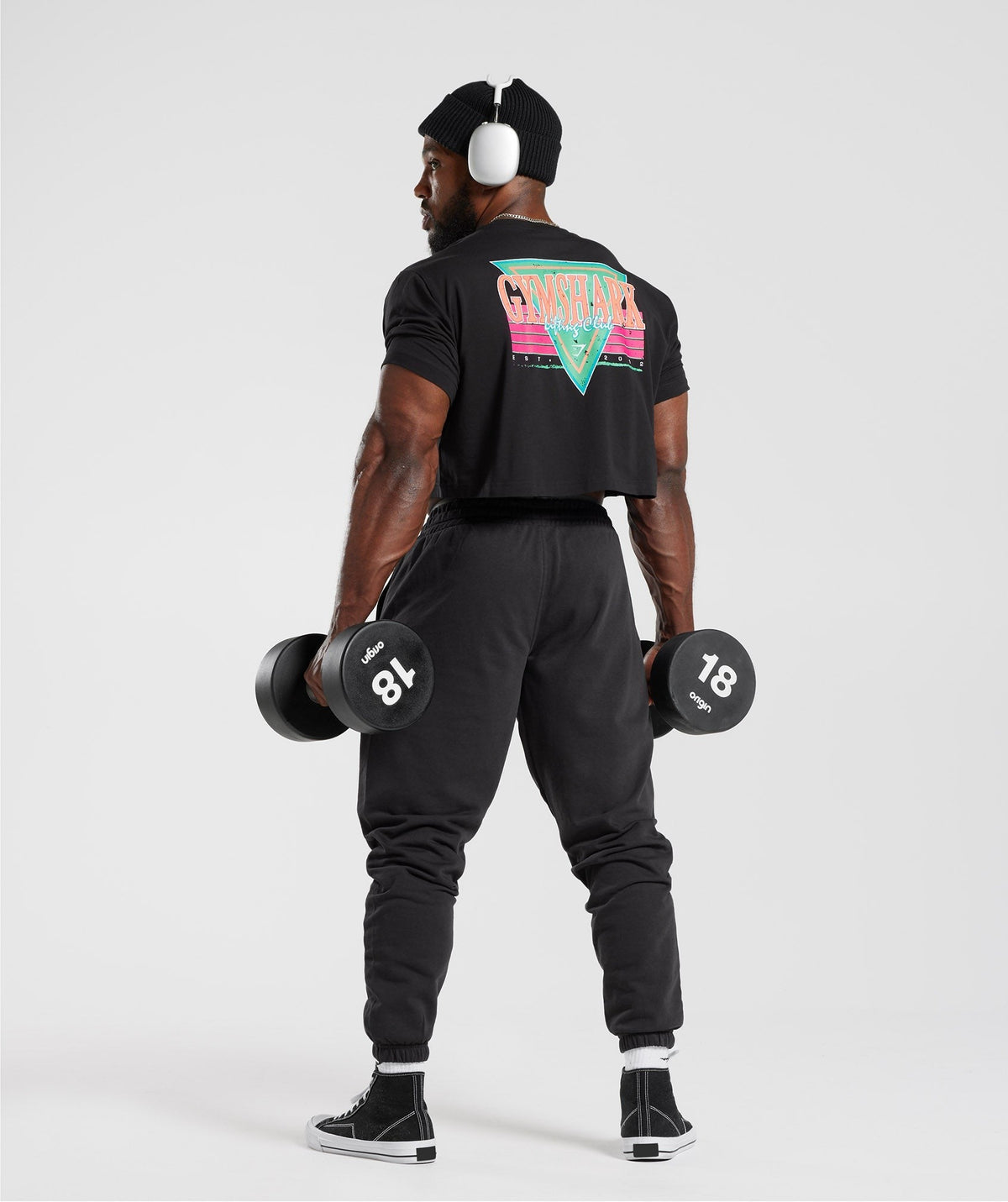 Gymshark Retrowave Crop Tee - Black