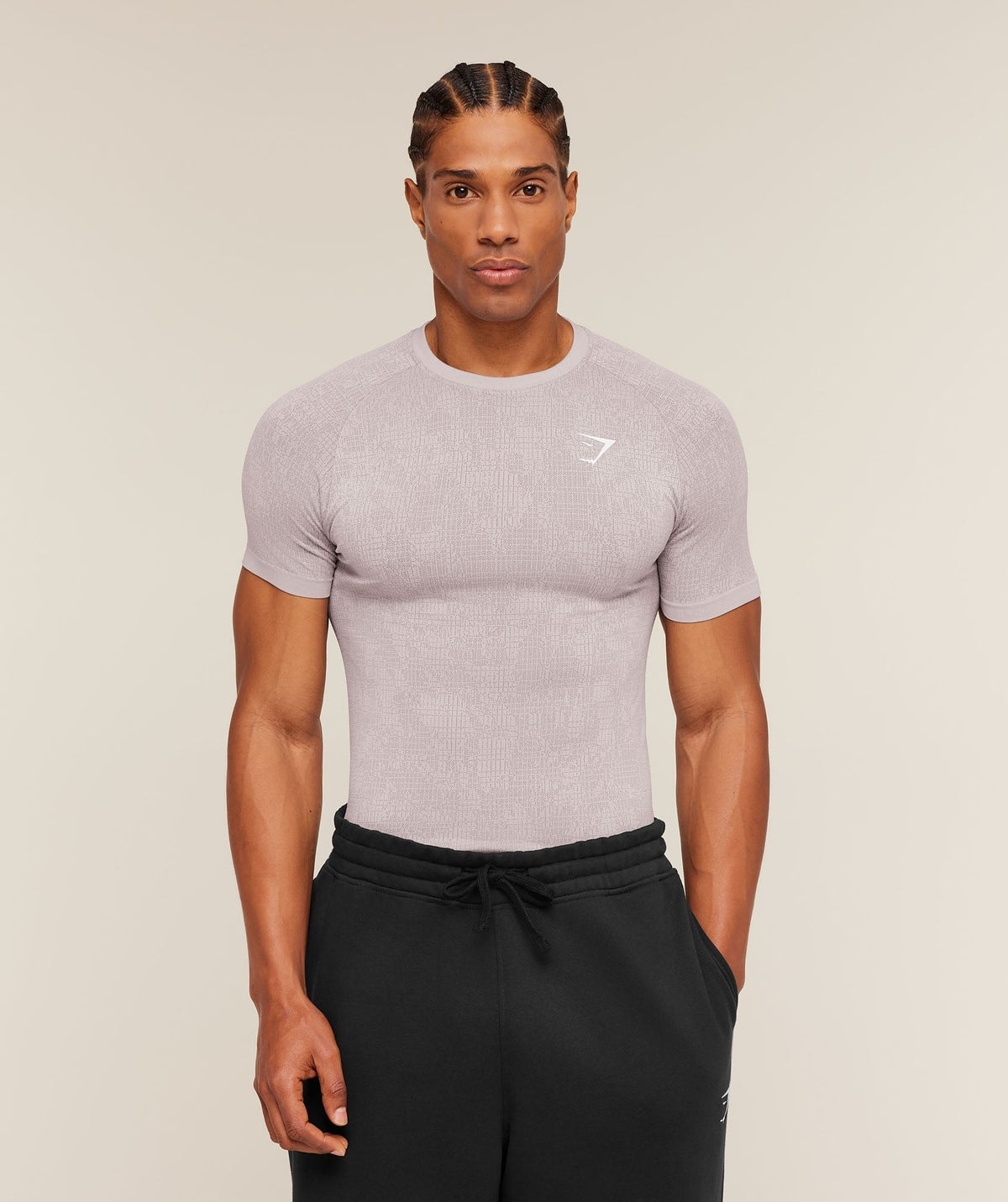 Gymshark Geo Seamless Grid Tee - Dawn Purple/Dusk Purple
