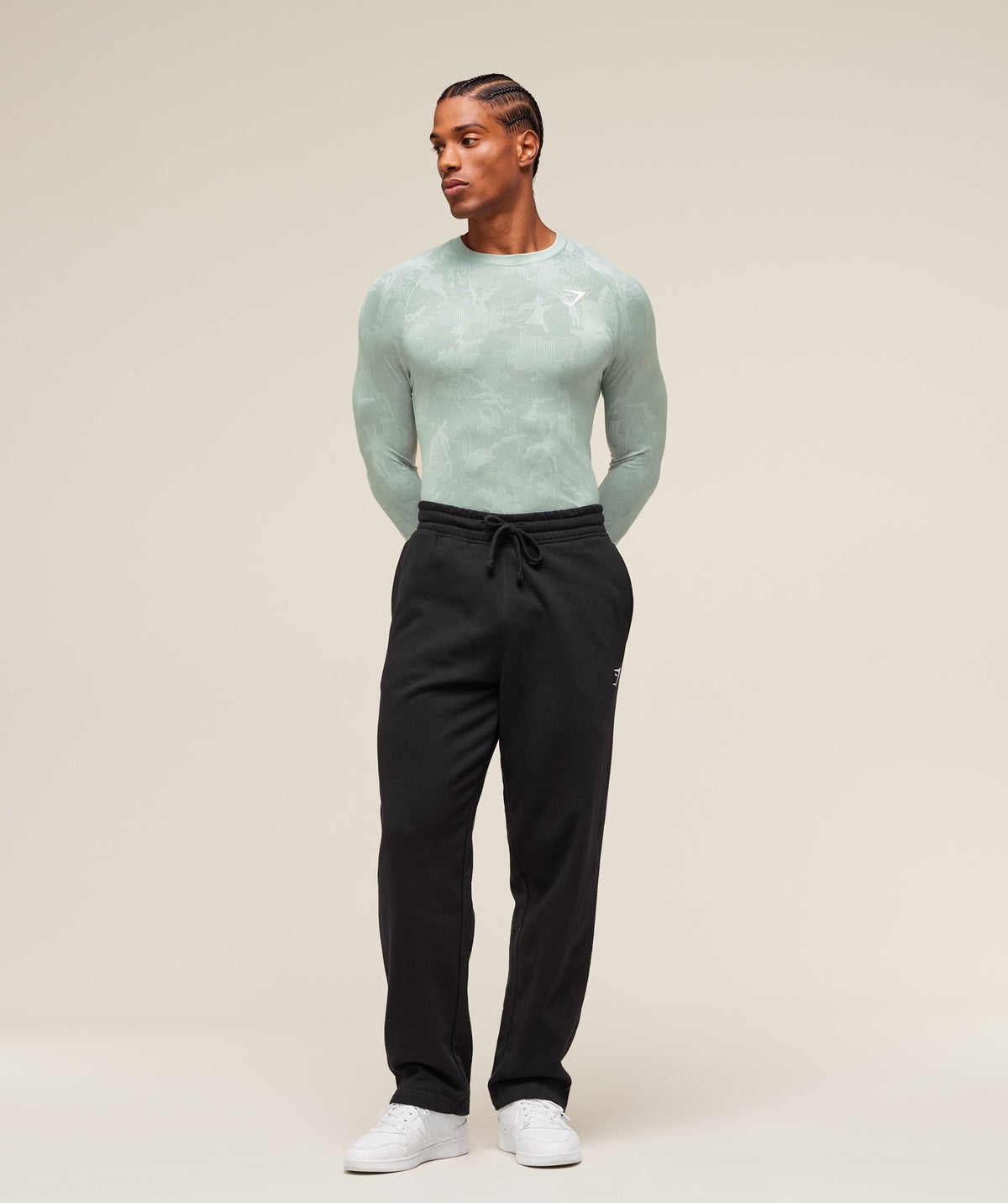 Gymshark Geo Seamless Long Sleeve Tee - Morning Blue/Celeste Blue