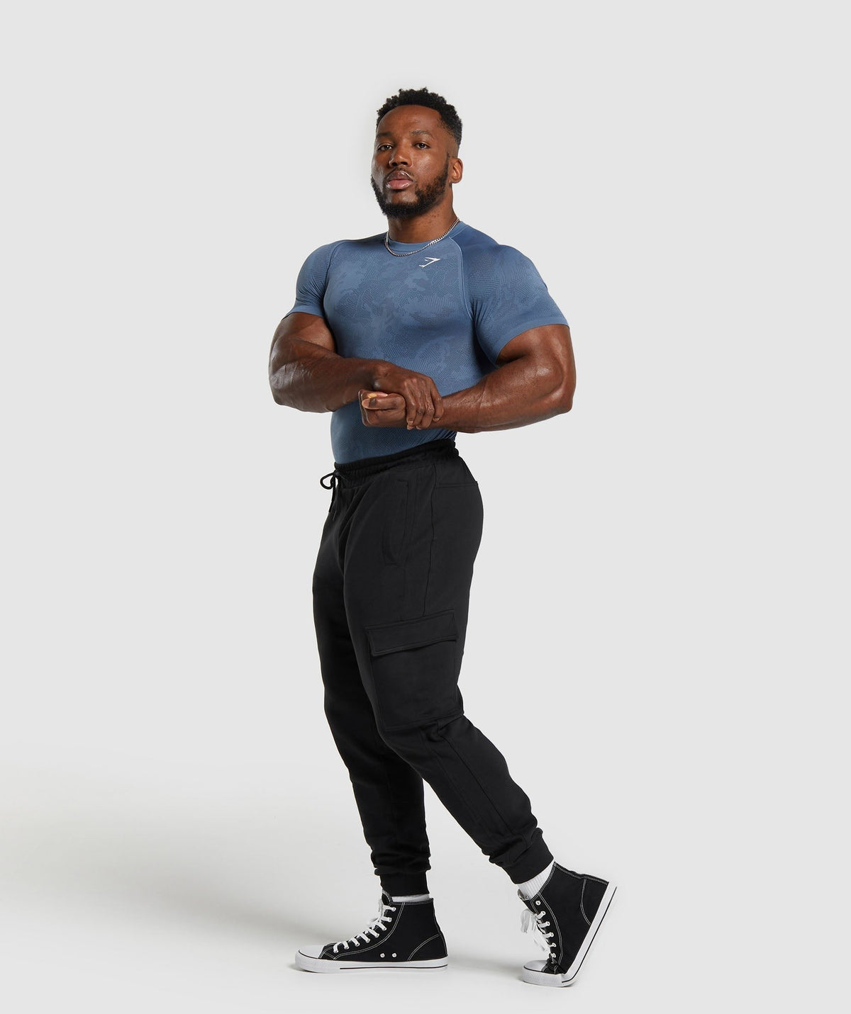 Gymshark Geo Seamless Tee - Faded Blue/Titanium Blue