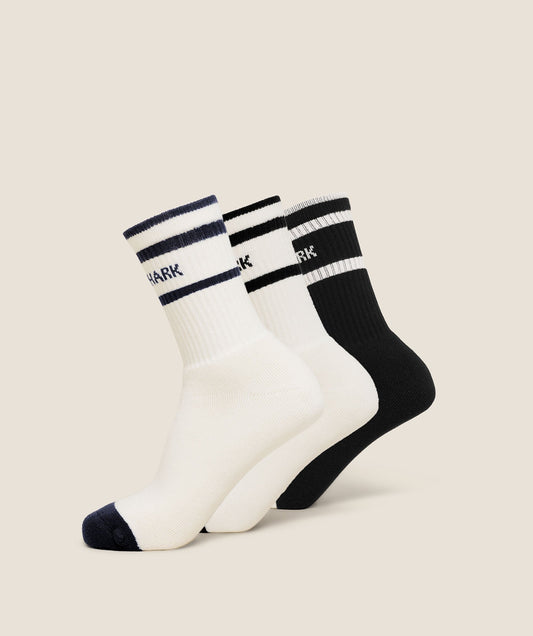 Gymshark Essentials Crew Sock 3pk - Soft White/Black/Heavy Blue