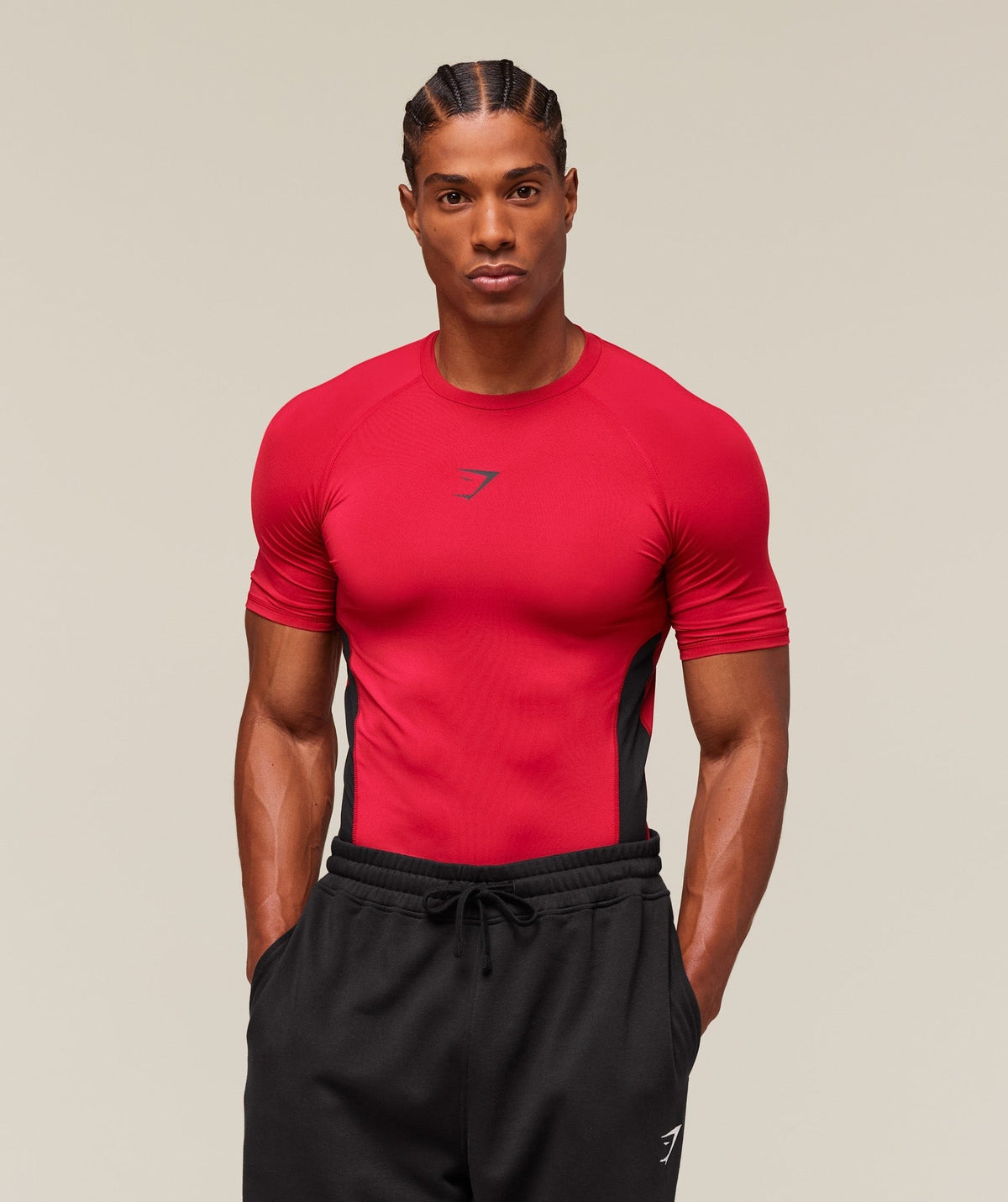 Gymshark Element Baselayer Tee - Carmine Red/Black