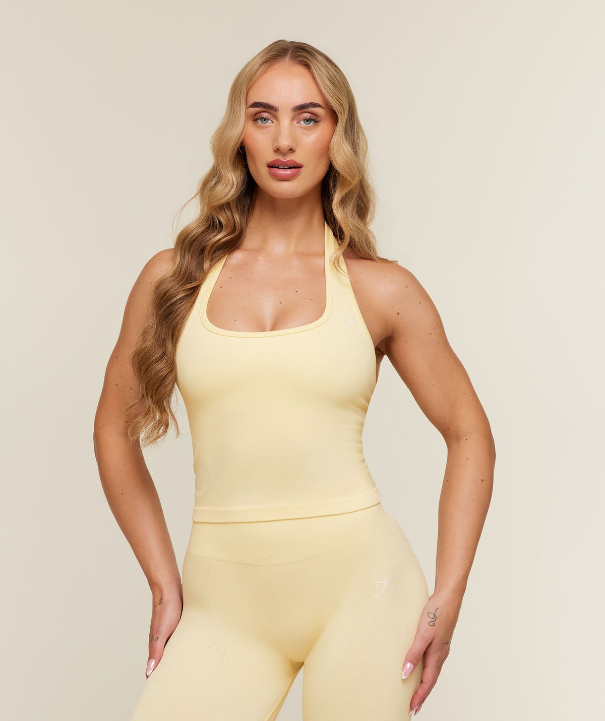 Gymshark Adapt Solid Halter Neck Tank - Butter Yellow
