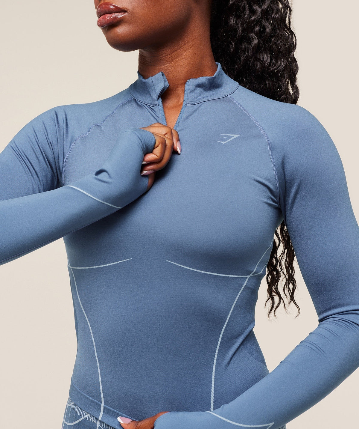 Gymshark Apex Seamless 1/4 Zip Pullover - Worn Blue/Gentle Blue