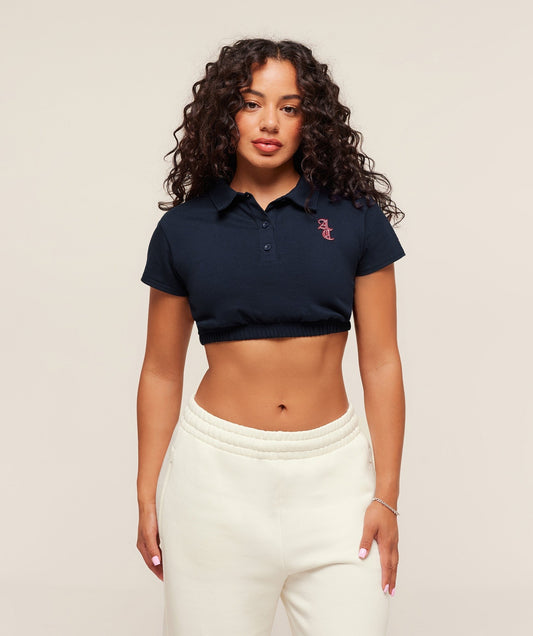 Gymshark x Analis Cropped Polo - Midnight Blue