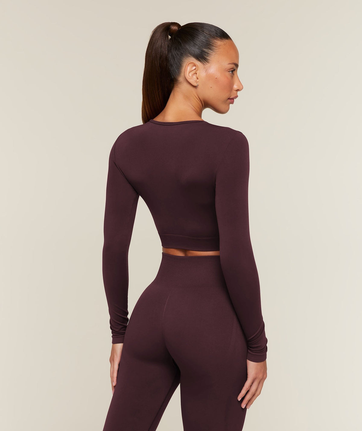Gymshark Everyday Seamless Long Sleeve Crop Top - Cherry Purple