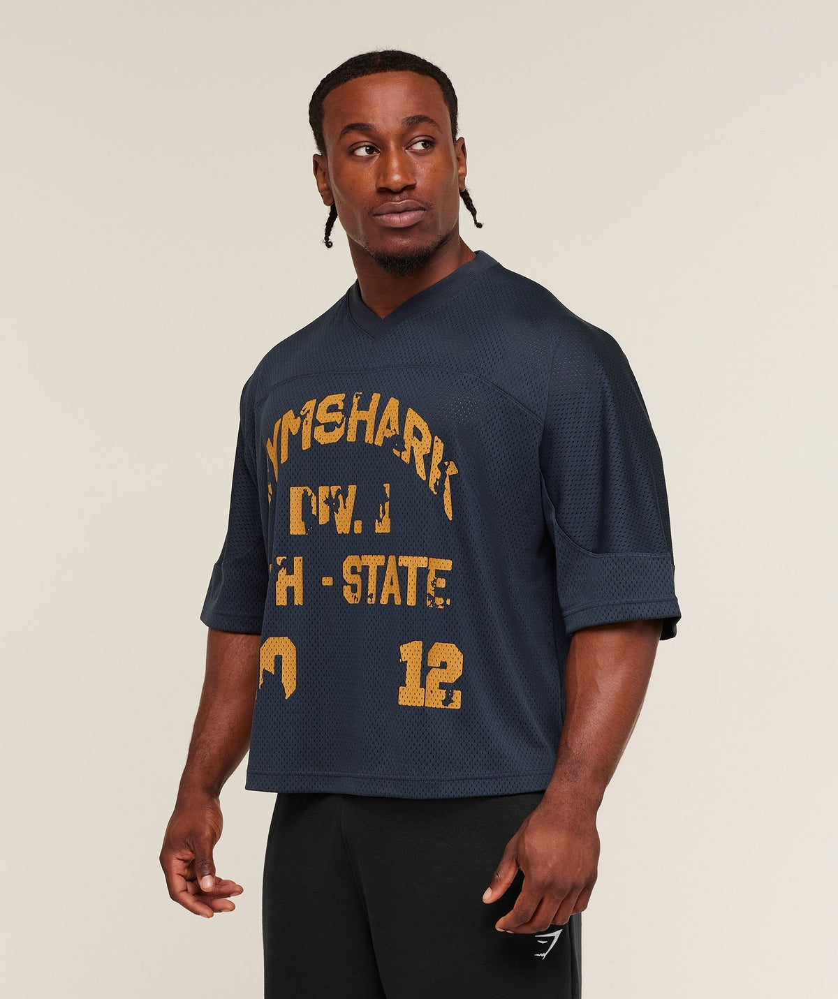 Gymshark Graphic Mesh Oversized Tee - Heavy Blue